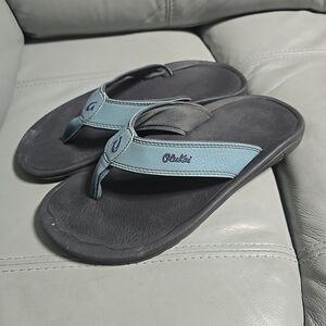 Olukai Ohana Flip Flops Men’s US 9 Slip On Sandals Shoes Green/ Teal Blue Black‎